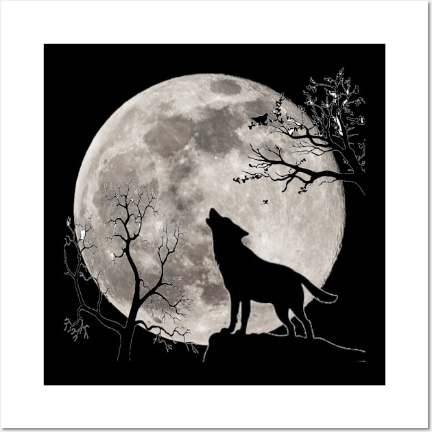 The wolf howls at the moon Wall Art by Cosmic Nature Vision  